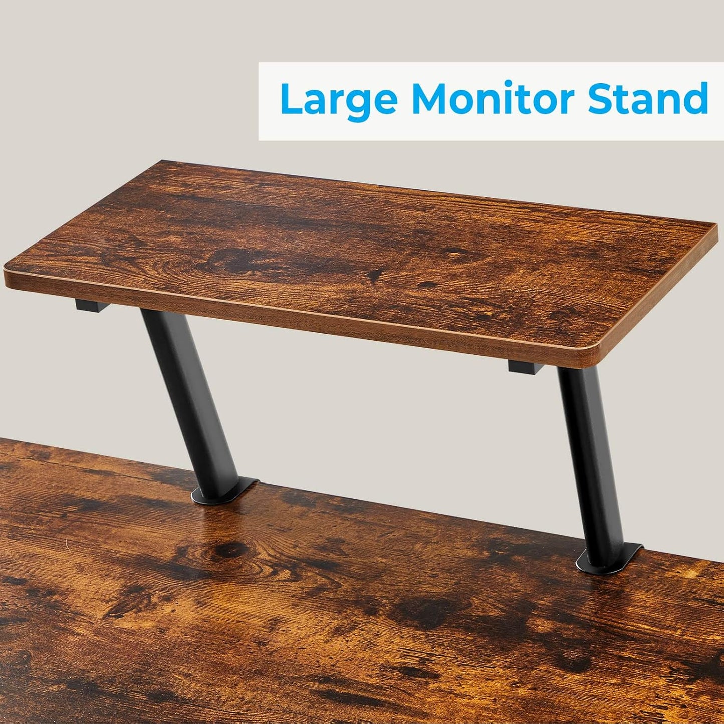 L Shaped Computer Desk Reversible Corner Computer Desk 58 Inch with Large Monitor Stand and CPU Stand, Home Office Study Writing Desk Workstation, Space Saving, Rustic Brown