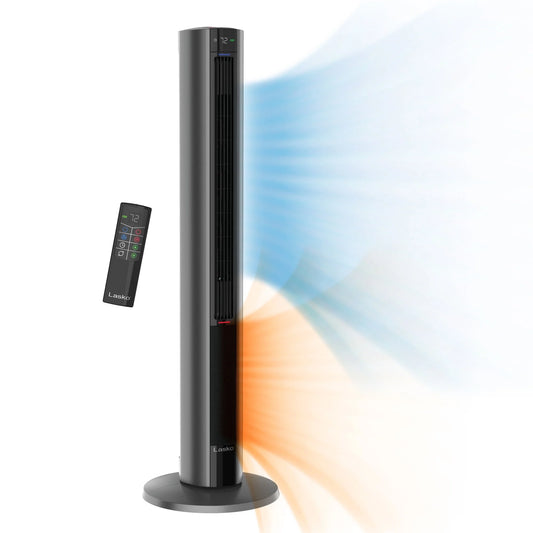 42" 1500W All Season Tower Fan and Space Heater with Timer and Remote, Gray, FH515, New