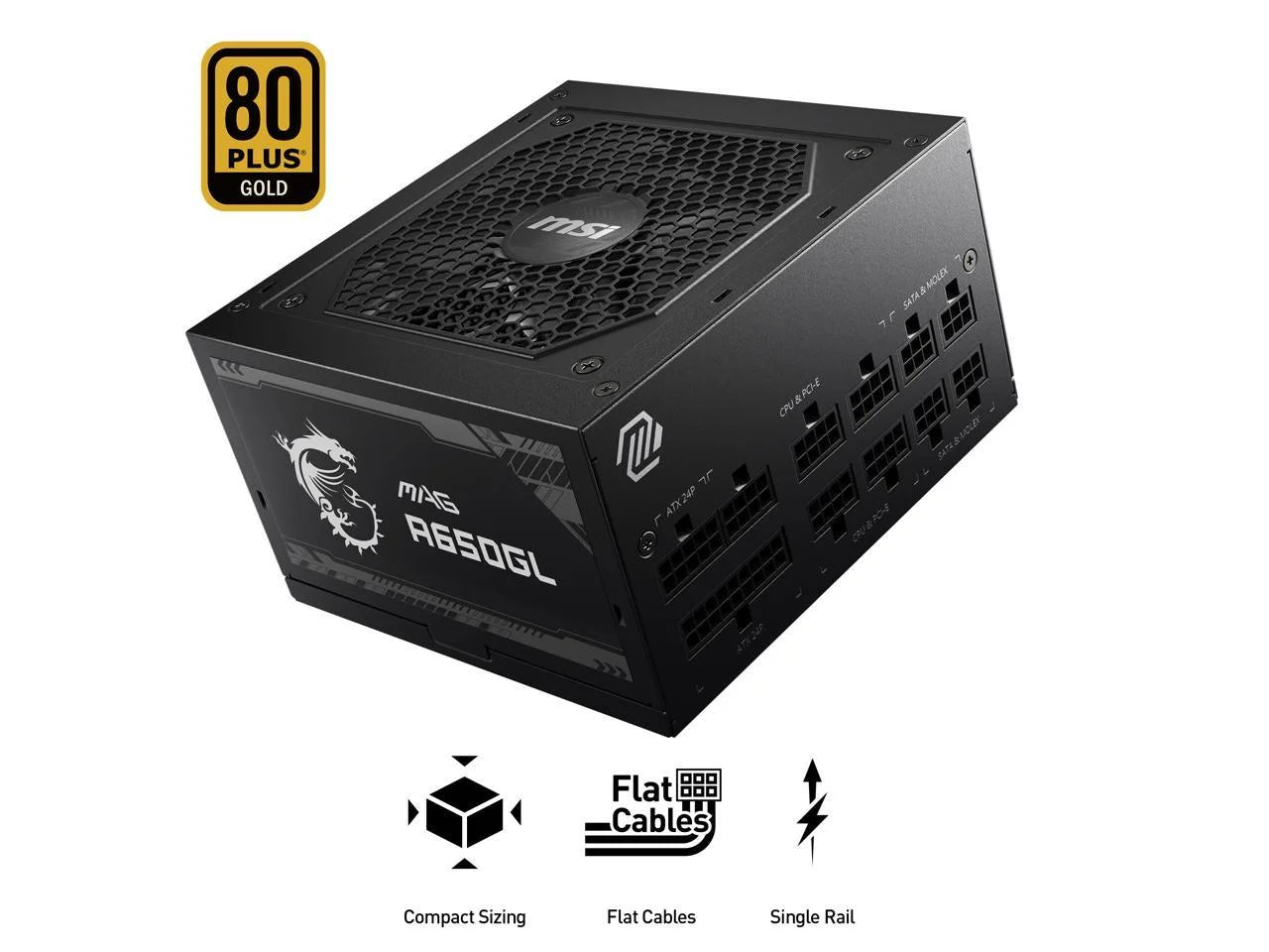 - MAG A650GL, 80 GOLD Fully Modular Gaming PSU, 650W Power Supply, 10 Year Warranty