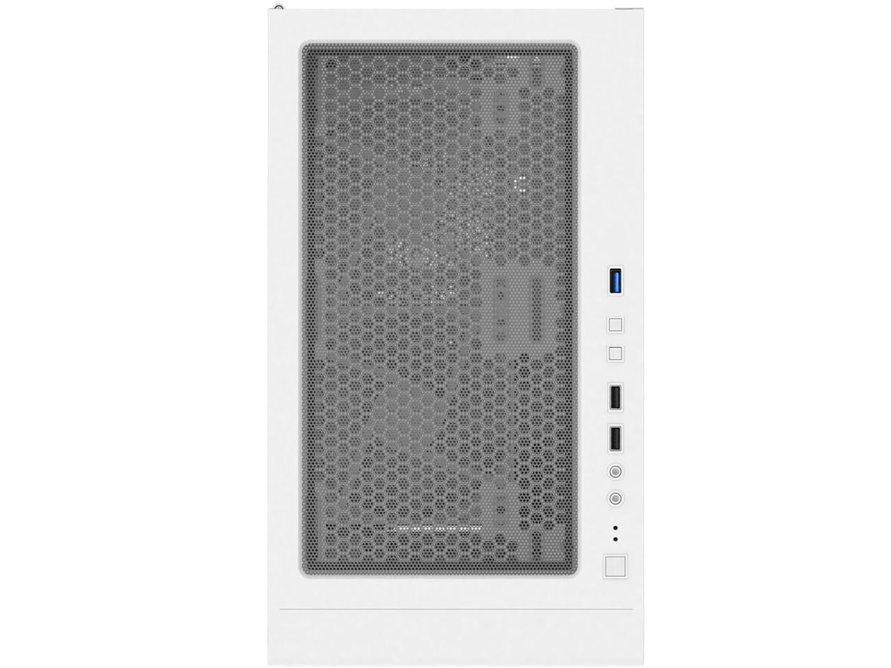 X3 Mesh 6Pcs, 3 X 140Mm& 3 X 120Mm Fixed RGB Lighting Fans (Pre-Installed) ATX Mid-Tower PC Gaming Case, USB3.0, Door Open Tempered Glass Side Panel, High Airflow, White