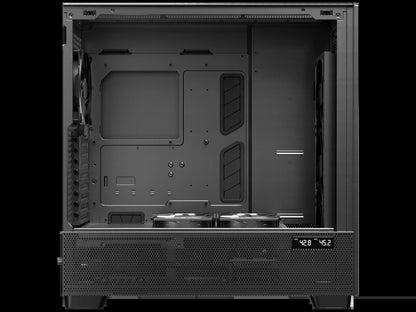 Flux Pro, 6 X PWM Fans Included, High-Airflow Front Panel with Walnut Wood, Ishift PSU 90° Mount, USB3.0 X 2, Type-C, 420Mm Radiator Support, Temp. Display, Full-Tower E-ATX PC Case