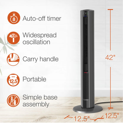 42" 1500W All Season Tower Fan and Space Heater with Timer and Remote, Gray, FH515, New