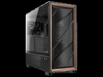 Flux Pro, 6 X PWM Fans Included, High-Airflow Front Panel with Walnut Wood, Ishift PSU 90° Mount, USB3.0 X 2, Type-C, 420Mm Radiator Support, Temp. Display, Full-Tower E-ATX PC Case
