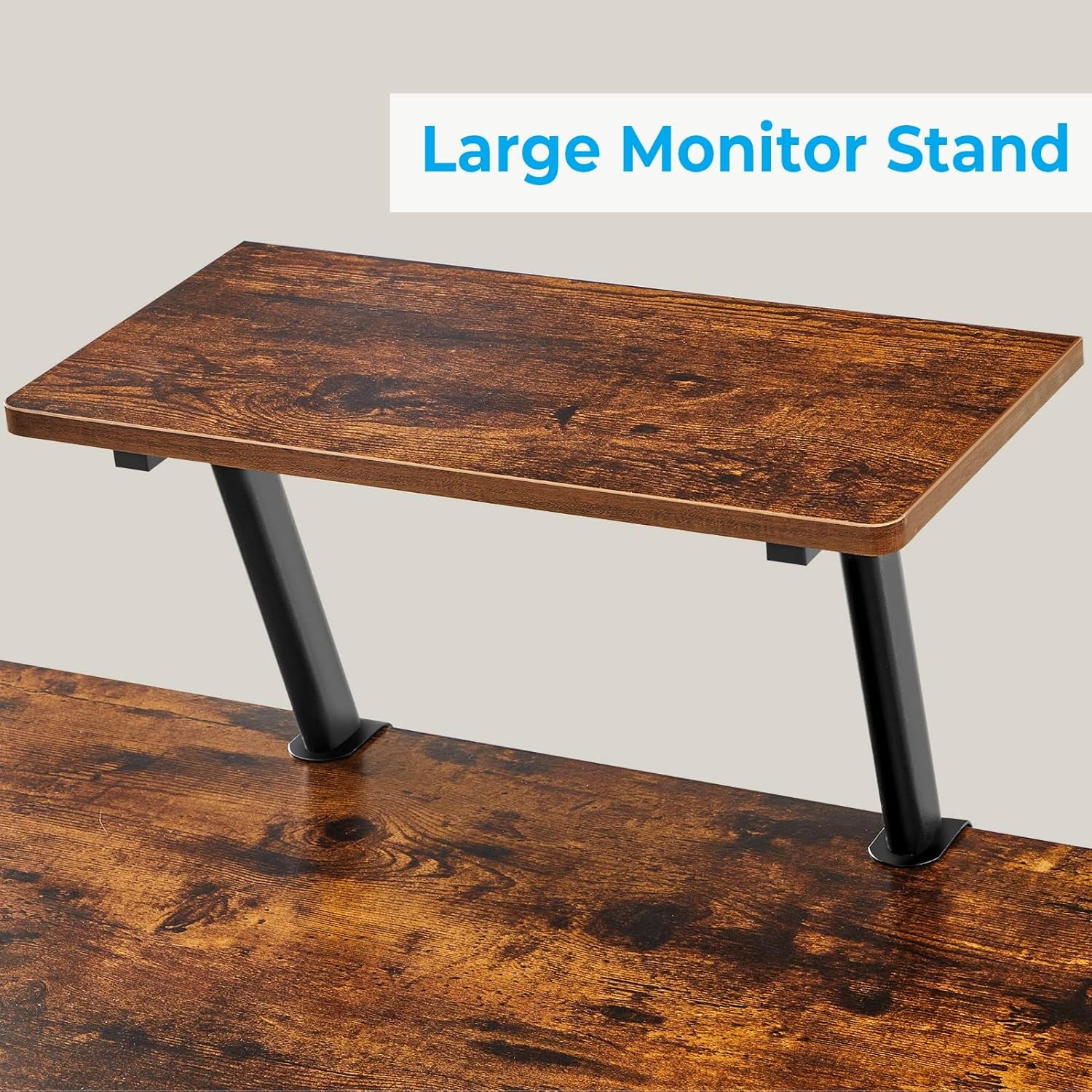 L Shaped Computer Desk Reversible Corner Computer Desk 58 Inch with Large Monitor Stand and CPU Stand, Home Office Study Writing Desk Workstation, Space Saving, Rustic Brown