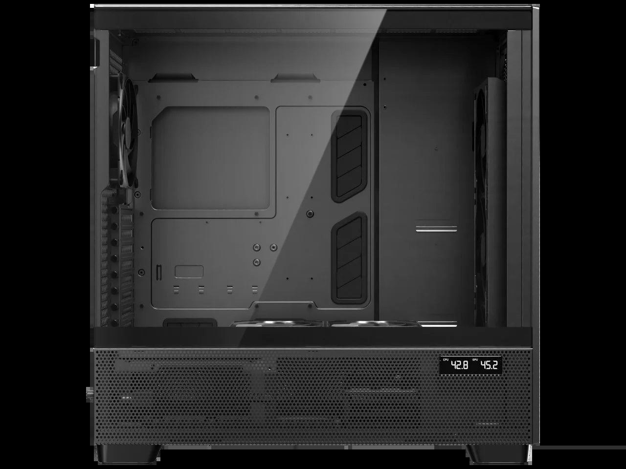 Flux Pro, 6 X PWM Fans Included, High-Airflow Front Panel with Walnut Wood, Ishift PSU 90° Mount, USB3.0 X 2, Type-C, 420Mm Radiator Support, Temp. Display, Full-Tower E-ATX PC Case