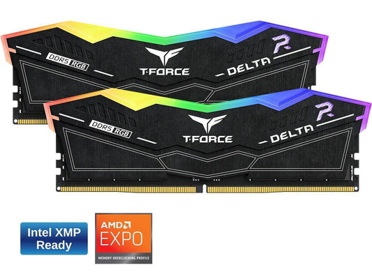 Team T-Force Delta RGB 32GB (2 X 16GB) 288-Pin PC RAM DDR5 6400 (PC5 51200) Desktop Memory Model FF3D532G6400HC40BDC01