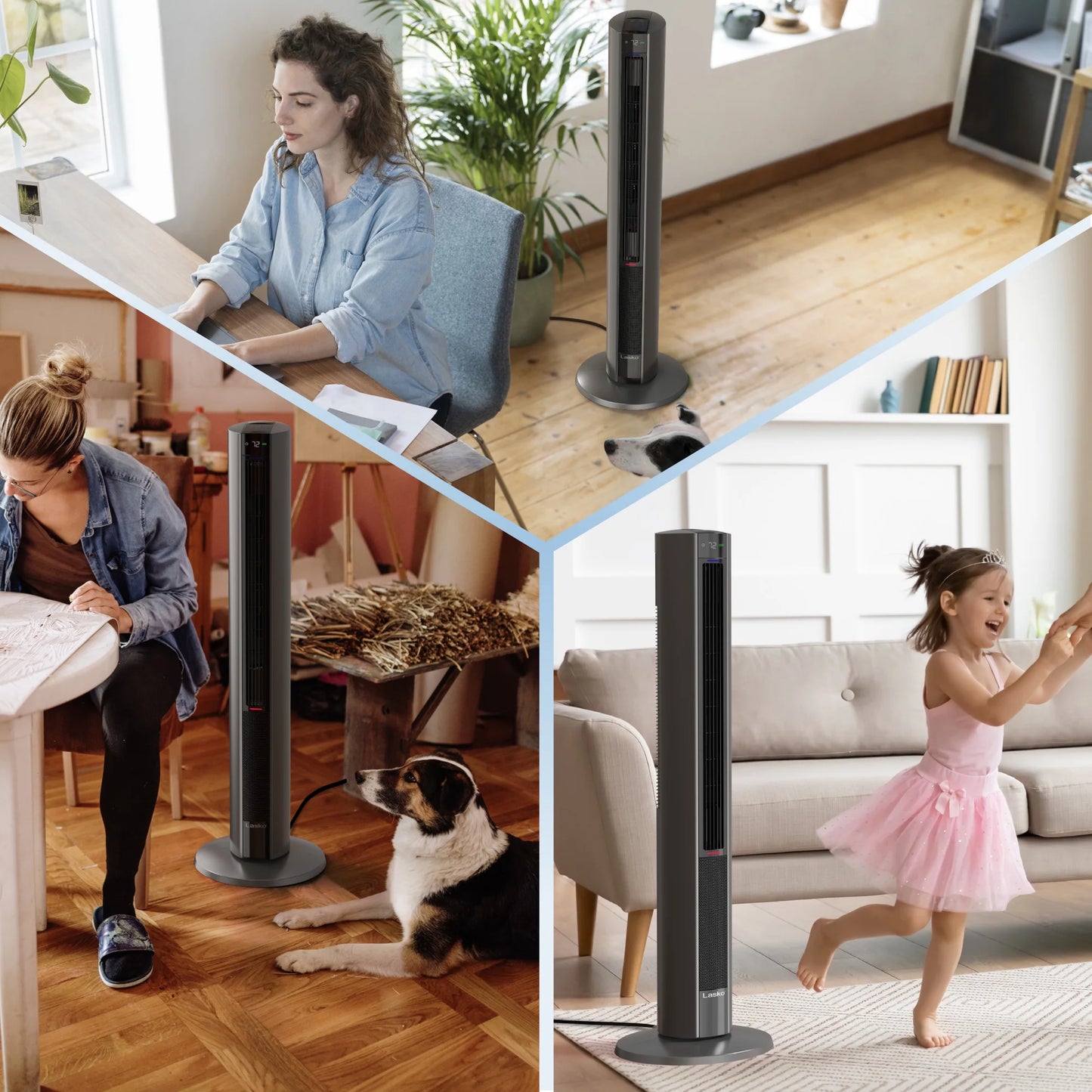 42" 1500W All Season Tower Fan and Space Heater with Timer and Remote, Gray, FH515, New