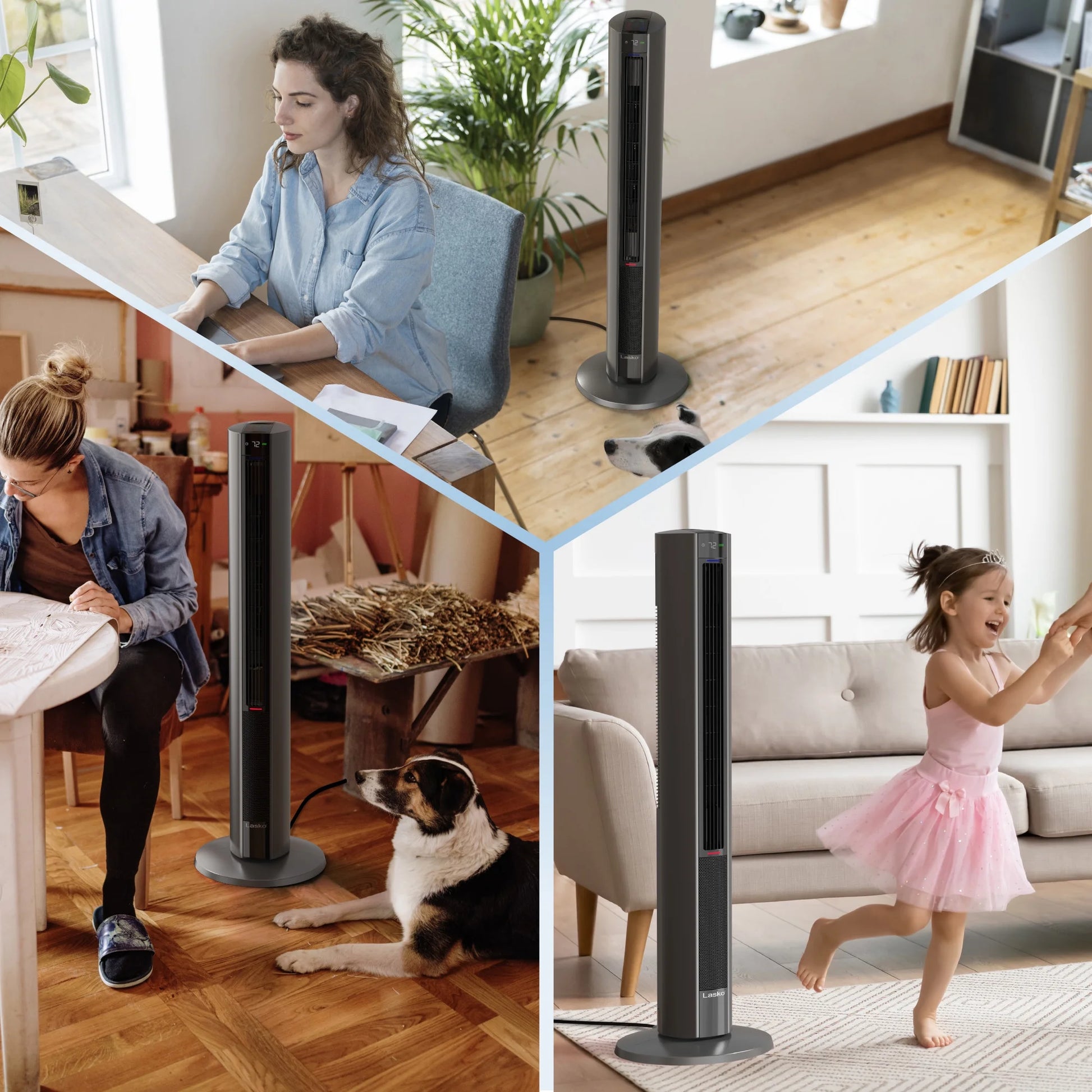 42" 1500W All Season Tower Fan and Space Heater with Timer and Remote, Gray, FH515, New