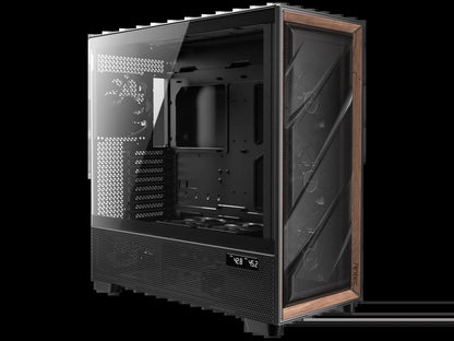 Flux Pro, 6 X PWM Fans Included, High-Airflow Front Panel with Walnut Wood, Ishift PSU 90° Mount, USB3.0 X 2, Type-C, 420Mm Radiator Support, Temp. Display, Full-Tower E-ATX PC Case