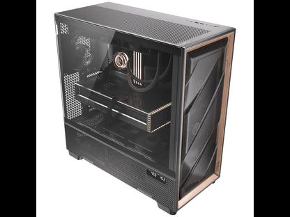 Flux Pro, 6 X PWM Fans Included, High-Airflow Front Panel with Walnut Wood, Ishift PSU 90° Mount, USB3.0 X 2, Type-C, 420Mm Radiator Support, Temp. Display, Full-Tower E-ATX PC Case