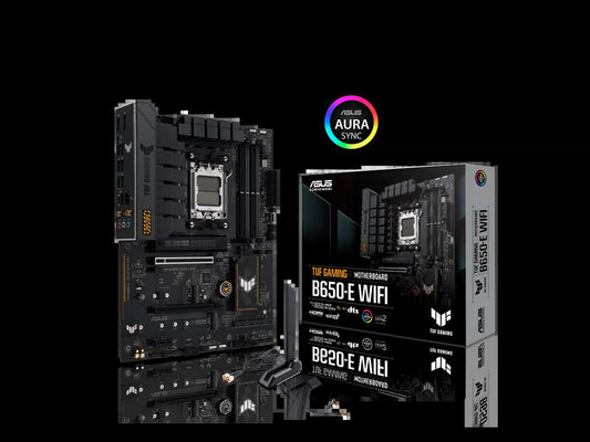 TUF GAMING B650-E WIFI AMD B650 AM5 ATX Motherboard, DDR5, 8+2 Teamed Power Stages, Pcie 5.0, a Pcie 5.0 M.2 Slot, Realtek 2.5 Gb Ethernet, Wi-Fi 6E, HDMI, Displayport, Front USB 20Gbps Type-C