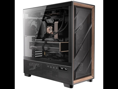 Flux Pro, 6 X PWM Fans Included, High-Airflow Front Panel with Walnut Wood, Ishift PSU 90° Mount, USB3.0 X 2, Type-C, 420Mm Radiator Support, Temp. Display, Full-Tower E-ATX PC Case