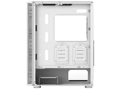 X3 Mesh 6Pcs, 3 X 140Mm& 3 X 120Mm Fixed RGB Lighting Fans (Pre-Installed) ATX Mid-Tower PC Gaming Case, USB3.0, Door Open Tempered Glass Side Panel, High Airflow, White